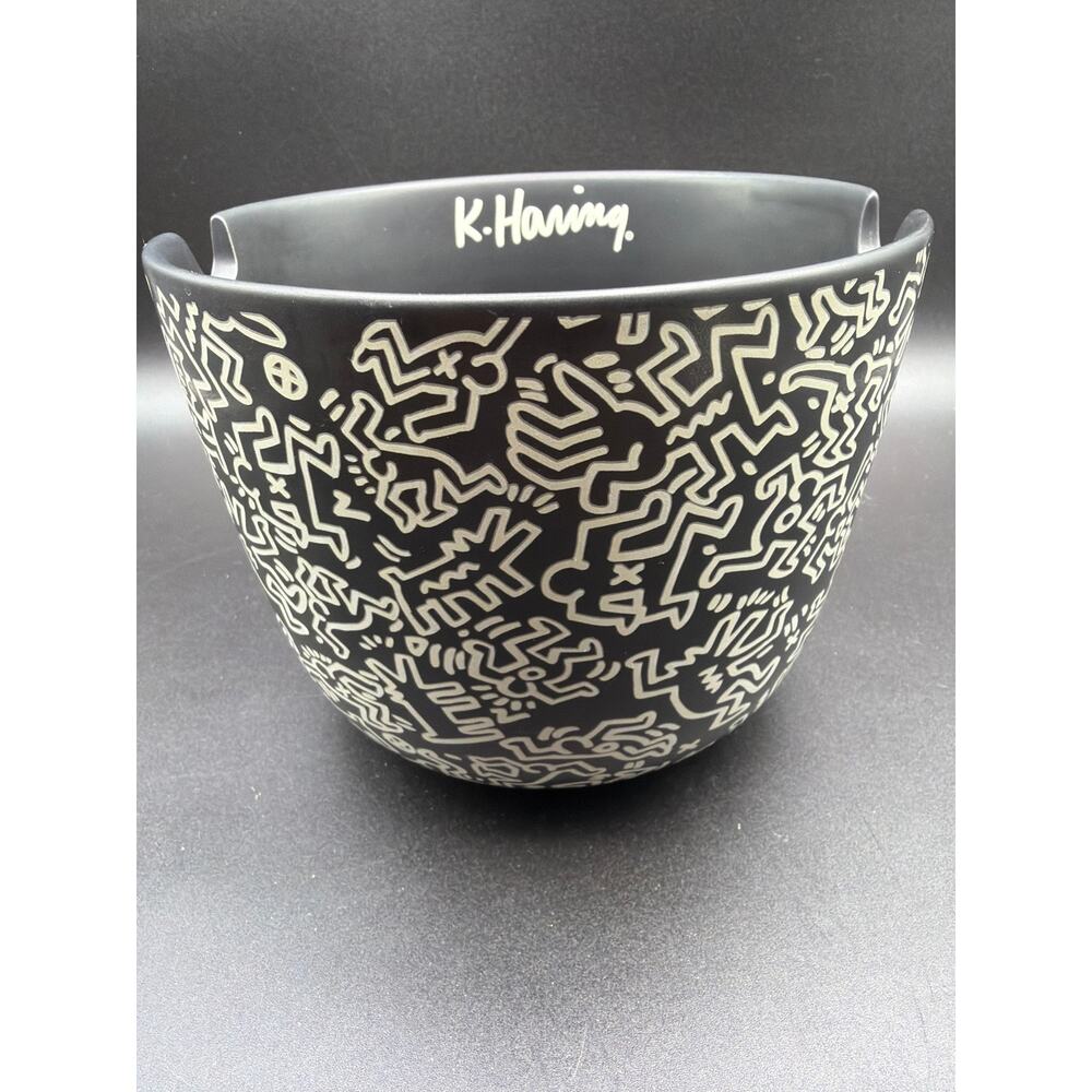 Keith Haring Large Black White Stoneware Bowl Sakura Artestar 6” x 5”